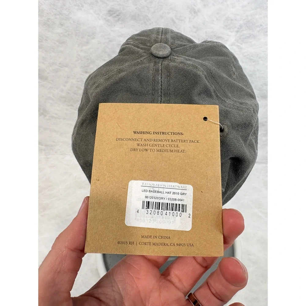 Restoration Hardware RH LED Baseball Cap Gray Washed Cotton Twill‎ Lighted Hat